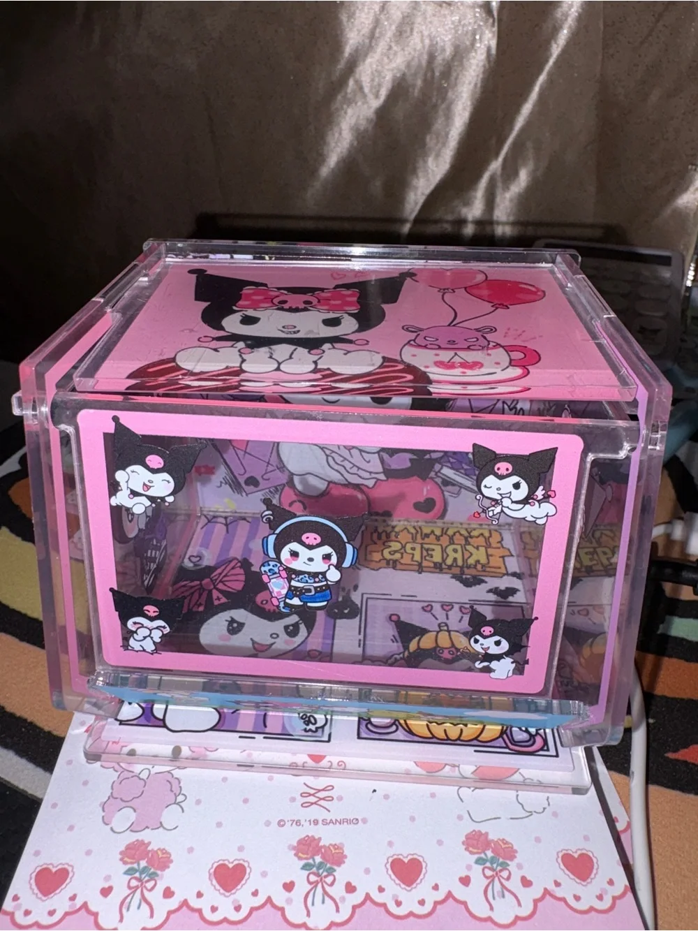 Kuromi‎ Pink Acrylic Jewelry Box/stationary box